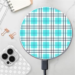 Black, White And Blue Turquoise Plaids Wireless Charger by ConteMonfrey