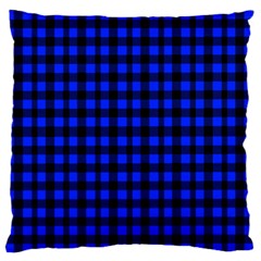 Neon Blue And Black Plaids Large Flano Cushion Case (two Sides) by ConteMonfrey