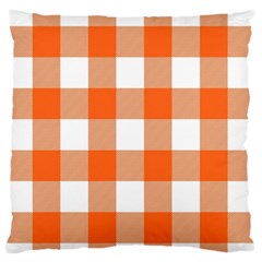 Orange And White Plaids Large Flano Cushion Case (two Sides) by ConteMonfrey