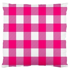 Pink And White Plaids Large Flano Cushion Case (two Sides) by ConteMonfrey