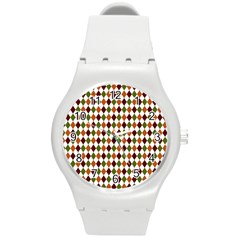 Halloween Palette Plaids   Round Plastic Sport Watch (m) by ConteMonfrey