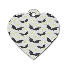 Boo! Bat Rain - Halloween Decor  Dog Tag Heart (two Sides)