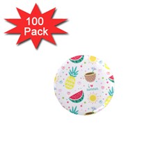 Pineapple And Watermelon Summer Fruit 1  Mini Magnets (100 Pack) 