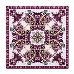 Multicolored Pattern Illustration Purple Peacock Tile Coaster by Jancukart