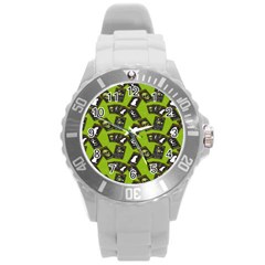 Cats And Skulls - Modern Halloween  Round Plastic Sport Watch (l) by ConteMonfrey