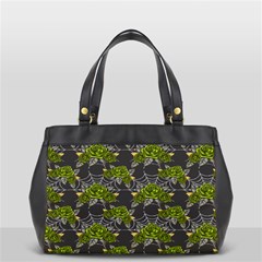 Halloween - Green Roses On Spider Web  Oversize Office Handbag (2 Sides) by ConteMonfrey