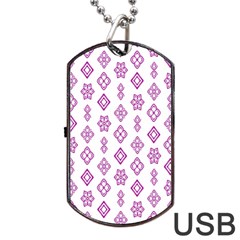 Geometric Pattern Purple Pattern Dog Tag Usb Flash (one Side) by Ravend