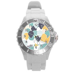 Abstract Balloon Pattern Decoration Round Plastic Sport Watch (l) by Ravend