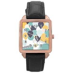 Abstract Balloon Pattern Decoration Rose Gold Leather Watch  by Ravend