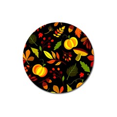 Pumpkin Fall Autumn Pattern Magnet 3  (round) by Wegoenart