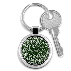 Leaves Pattern Wallpaper Watercolor Key Chain (round) by Wegoenart