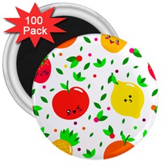 Pattern Fruit Fruits Orange Green 3  Magnets (100 Pack)