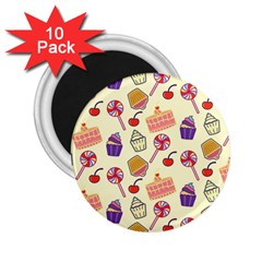 Cupcake Pattern Lollipop 2 25  Magnets (10 Pack)  by Wegoenart