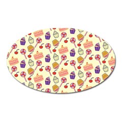 Cupcake Pattern Lollipop Oval Magnet by Wegoenart