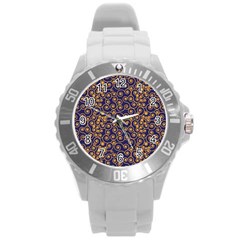 Spiral Pattern Texture Fractal Round Plastic Sport Watch (l)