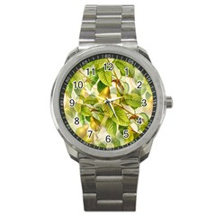 Pear Fruit Tree Organic Pattern Sport Metal Watch by Wegoenart