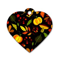 Pumpkin Fall Autumn October Dog Tag Heart (two Sides) by Wegoenart