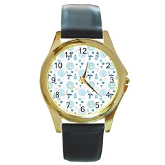 Vaccine Syringe Disinfection Round Gold Metal Watch by Wegoenart