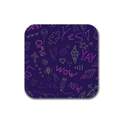 Background Doodle Pattern Beautiful Rubber Square Coaster (4 Pack)