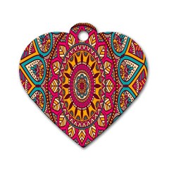 Buddhist Mandala Dog Tag Heart (two Sides)