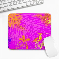 Spring Tropical Floral Palm Bird Pink Pattern Background Large Mousepads by Wegoenart