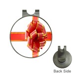 Red Ribbon Bow On White Background Hat Clips with Golf Markers Front