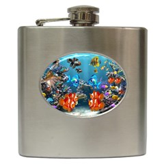 Aquarium Fish Tank Sea Life Hip Flask (6 Oz) by Wegoenart