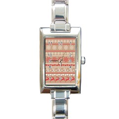 Christmas-pattern-background Rectangle Italian Charm Watch by nateshop