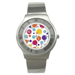 Background Polka Dot Stainless Steel Watch by Ravend