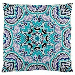 Blue Shades Mandala   Large Flano Cushion Case (two Sides) by ConteMonfrey