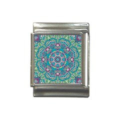 Green, Blue And Pink Mandala  Italian Charm (13mm) by ConteMonfrey