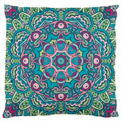 Green, Blue And Pink Mandala  Large Cushion Case (two Sides) by ConteMonfrey