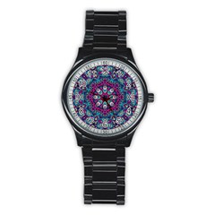 Purple, Blue And Pink Eyes Stainless Steel Round Watch by ConteMonfrey