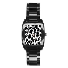 Cow Black And White Spots Stainless Steel Barrel Watch by ConteMonfrey