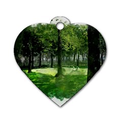 Beeches Trees Tree Lawn Forest Nature Dog Tag Heart (two Sides) by Wegoenart