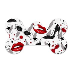 Red Lips Black Heels Pattern Dog Tag Bone (two Sides) by Jancukart