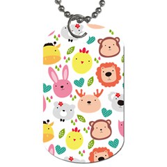 Cute Animals Cartoon Seamless Background Dog Tag (one Side)