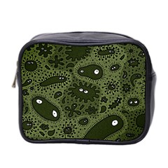 Green Bacteria Digital Wallpaper Eyes Look Biology Pattern Mini Toiletries Bag (two Sides) by danenraven