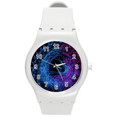 Symmetry Awesome 3d Digital Art Graphic Pattern Vortex Round Plastic Sport Watch (m)