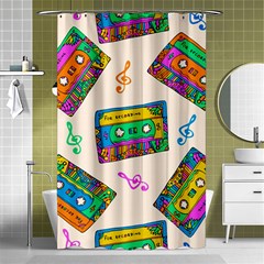Seamless Pattern With Colorful Cassettes Hippie Style Doodle Musical Texture Wrapping Fabric Vector Shower Curtain 48  X 72  (small)  by Ravend