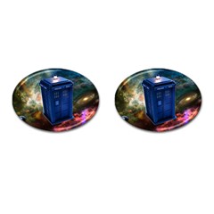 The Police Box Tardis Time Travel Device Used Doctor Who Cufflinks (oval)