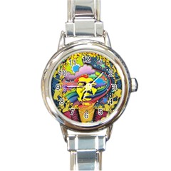 Psychedelic Rock Jimi Hendrix Round Italian Charm Watch by Jancukart