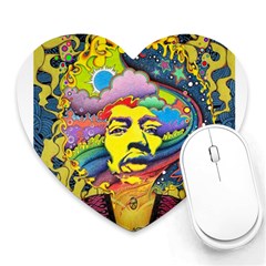 Psychedelic Rock Jimi Hendrix Heart Mousepad