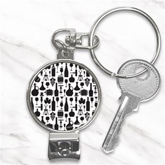 Wine Pattern Black White Nail Clippers Key Chain