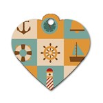 Nautical-elements-collection Dog Tag Heart (Two Sides) Front