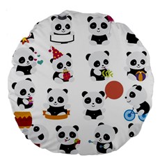 Playing-pandas-cartoons Large 18  Premium Flano Round Cushions