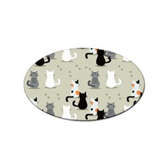 Cute-cat-seamless-pattern Sticker Oval (100 Pack)