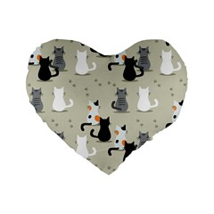 Cute-cat-seamless-pattern Standard 16  Premium Heart Shape Cushions