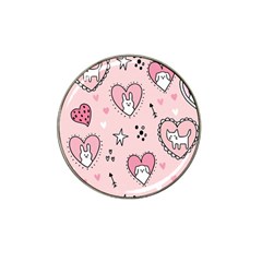 Cartoon-cute-valentines-day-doodle-heart-love-flower-seamless-pattern-vector Hat Clip Ball Marker (4 Pack)