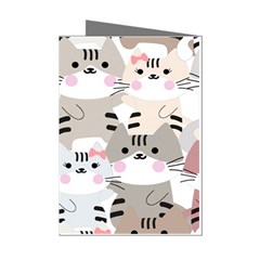 Cute-cat-couple-seamless-pattern-cartoon Mini Greeting Cards (pkg Of 8)